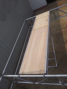 Tablón de aluminio/madera contrachapada con trampilla y escalera para andamios Ringlock